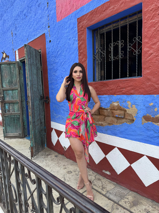 Valentina Dress Floral Fucsia